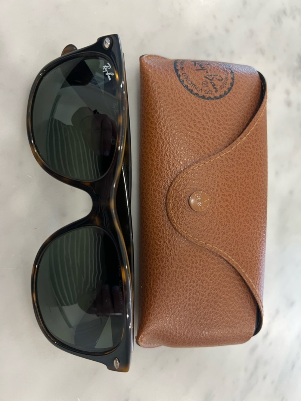Ray-Ban Tortoiseshell Sunglasses with Dark Green Lenses
